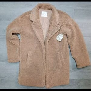 Altar'd State Womens Fuzzy Teddy Open Cardigan Jacket coat Lined Warm Thick NWT